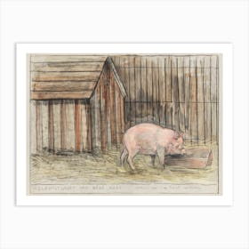Pig In Front Of His Room Near A Trough (1900), Theo Van Hoytema Art Print