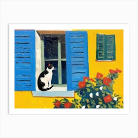 Cat Black White On A Window Matisse Art Print