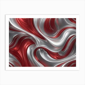 Abstract Red And Silver Swirls Art Print