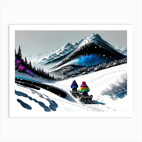 Snowmobiles In The Snow Art Print