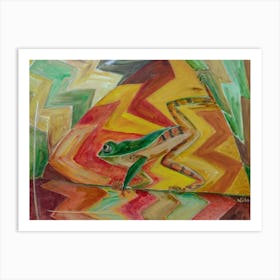 Living Room Wall Art, Green Frog Expressions  Art Print