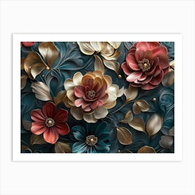 3d Luxury Floral Wrap Seamless Pattern Art Print