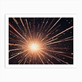 Abstract Image Of A Bright, Golden Light Explosion With Streaks Of Orange, Red, And Yellow, Resembling A Starburst Or A Burst Of Energy Art Print