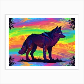 Rainbow Wolf 2 Art Print