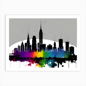 Rainbow City Skyline 5 Art Print