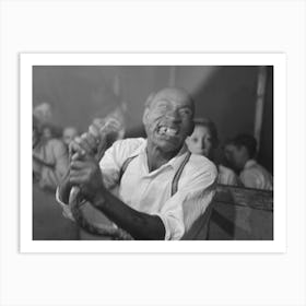 Man Chewing Piece Of Snake Which He Has Just Bitten Off, State Fair Sideshow, Donaldsonville, Louisiana By Russell Lee Art Print