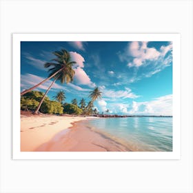 Beach With Palm Trees Art Print