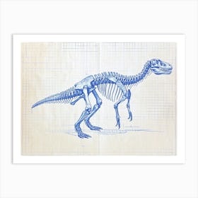 Apatosaurus Dinosaur Skeleton Blue Print Art Print