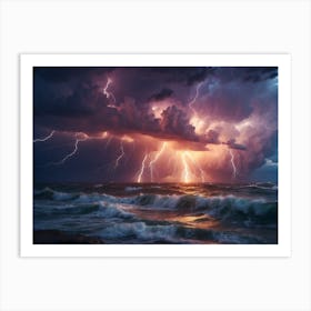 Lightning Over The Ocean 1 2 Art Print