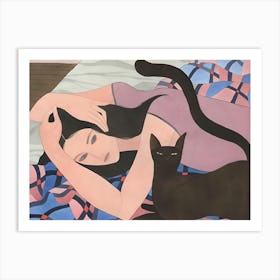 Woman With A Cat 5 Art Print