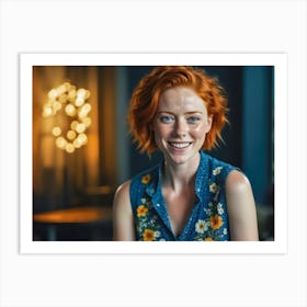 Portrait Of A Woman With Red Hair Art Print