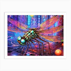 Dragonfly Blue Eyed Darner Bright Colours 3 Art Print