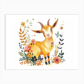 Little Floral Goat 1 Art Print