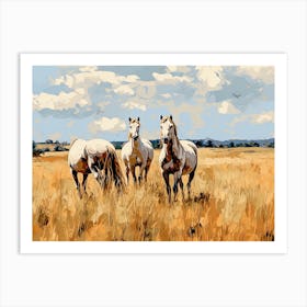 Horses Painting In Maasai Mara, Kenya, Landscape 1 Art Print