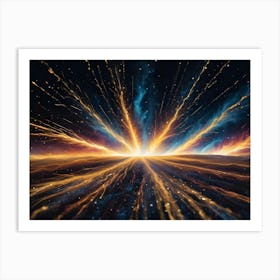 Intricate Lines Of Light Flow Outward Like Starbursts On A Dark, Star Strewn Background Art Print