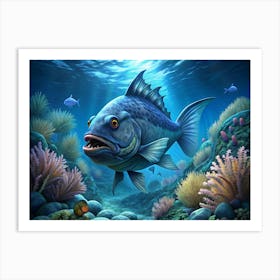 Grouper Fish Underwater Art Print