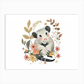 Little Floral Opossum 2 Art Print