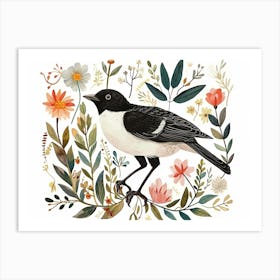 Little Floral Magpie 3 Art Print