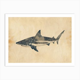 Bull Shark Grey Silhouette 1 Art Print
