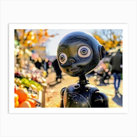 Robot In The Market Art Print