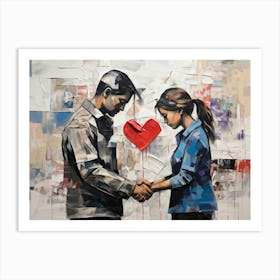 An Abstract Painting Capturing The Essence Of Conflicting Emotions Such As Love And Care Contrasted (4) Art Print