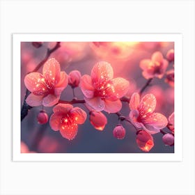 Cherry Blossoms At Sunset Art Print