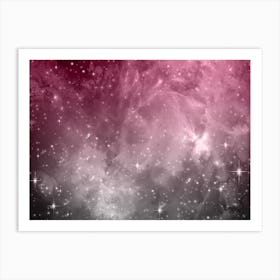 Pink Grey Galaxy Space Background Art Print