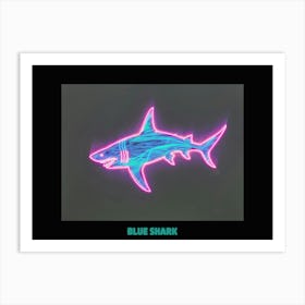 Neon Pastel Pink Blue Shark 6 Poster Art Print