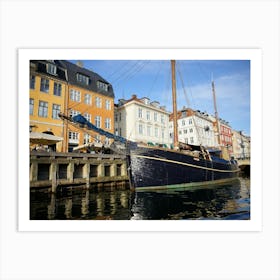 Boat Docked In Nyhavn Art Print