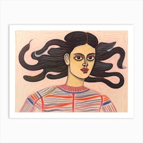 Girl With Long Hair 01 Art Print