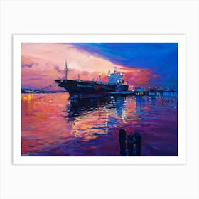 Sunset At The Docks Art Print