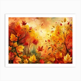 Watercolor Autumn Forest Art Print