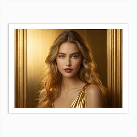 Bright Gold Metallic Border Featuring A Smooth Texture Elegantly Framing The Edge Of A Decadent A (3) Art Print