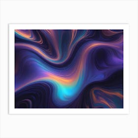 Abstract Image Of Swirling, Iridescent Colors In Shades Of Blue, Teal, Purple, Orange, And Yellow 14 Art Print