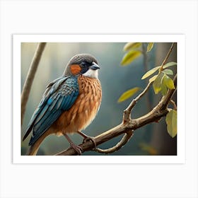 Bird Perched On A Branch Art Print