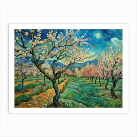 Van Gogh A Peaceful Landscape Featuring Almond Blo Affiche