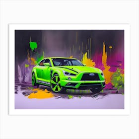 Lime Green Car Art Print
