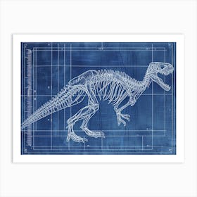 Oviraptor Skeleton Hand Drawn Blueprint 3 Art Print