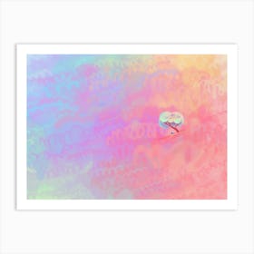 House In Peaceful Rainbow Landscape Art Print