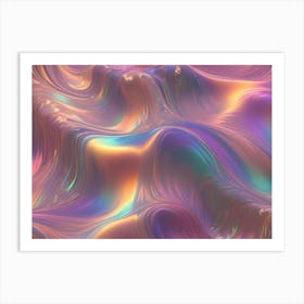 A Captivating Abstract Image Of Swirling, Fluid Colors In Shades Of Purple, Blue, And Orange, Creating A Mesmerizing And Iridescent Visual Effect Art Print