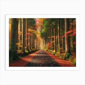 Autumn Forest Road Art Print