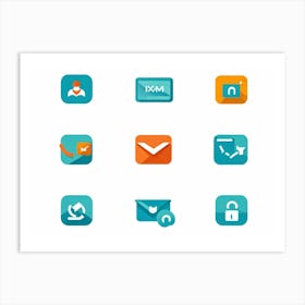 Business Communication Icons Flat Design Minimalistic For Web And Applications Include Envelope 2 1 Art Print