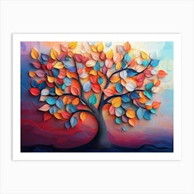 Colorful Tree with Leaves on Hanging Branches 4 Art Print