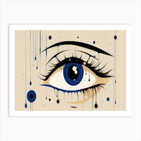 Eye With Drops Of Water Art Print
