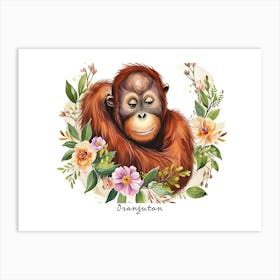 Little Floral Orangutan 2 Poster Art Print