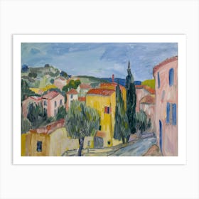 Hilltop Haven Painting Inspired By Paul Cezanne Art Print