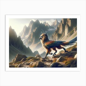 Lion-Bird in the Mountains Fantasy Art Print
