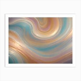 Abstract Image Of Swirling, Fluid Lines In Shades Of Blue, Gold, And Pink, Creating A Dynamic And Mesmerizing Effect Art Print