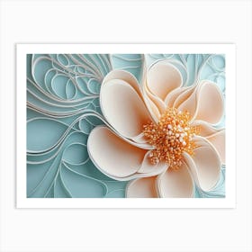 3d Flower with Circles Illustration Art Print