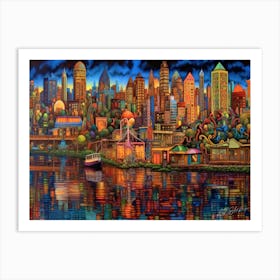 Vancouver Lookout - Cityscape At Night Art Print